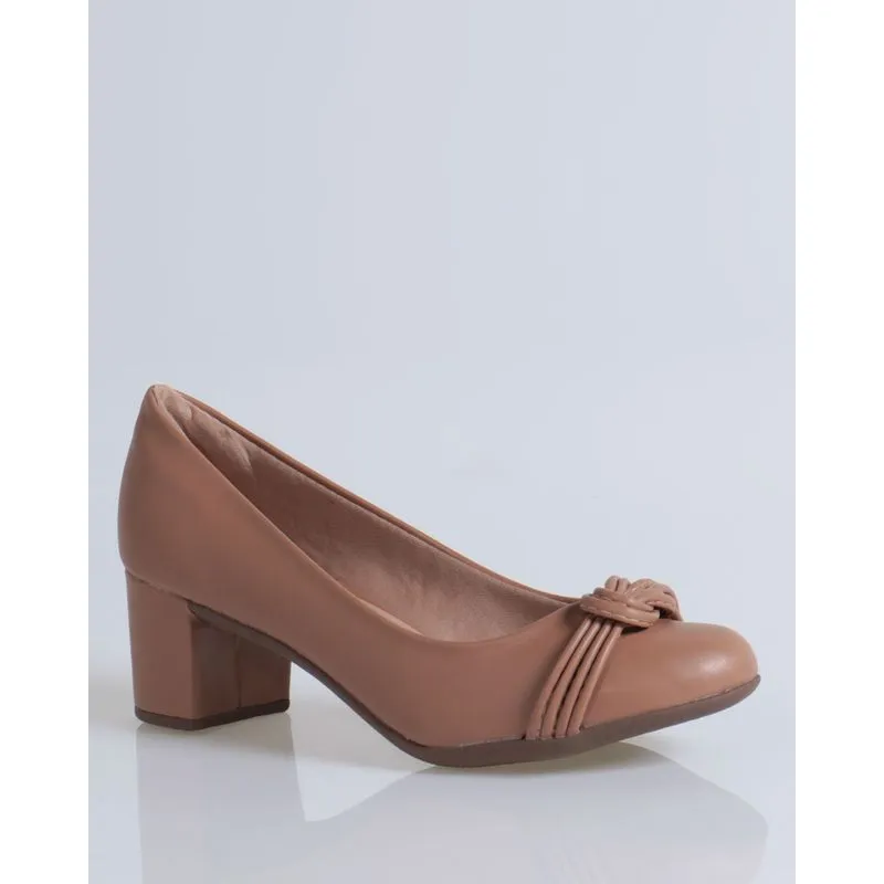 Scarpin Boneca Salto Grosso Bege Escuro 36