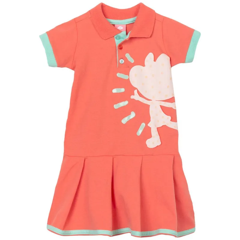 Vestido Polo Manga Curta Malha Infantil Lilica Laranja 2