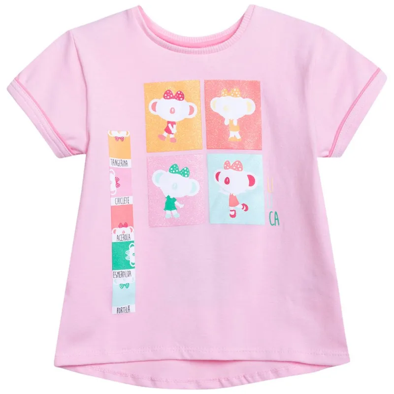 Blusa Manga Curta Malha Menina Lilica Rosa 3