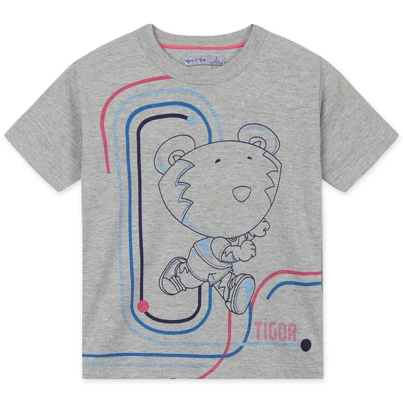 Camiseta Meia Malha Infantil Tigor Cinza 1.5