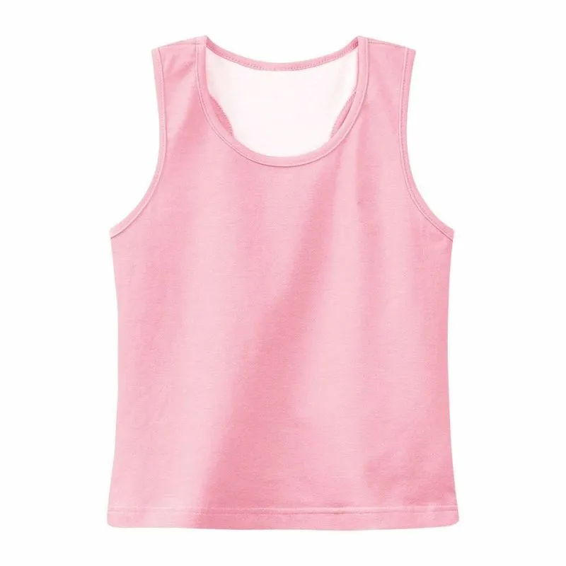 Blusa Regata Infantil Menina Basic + Algodão Rosa Com Hotfix