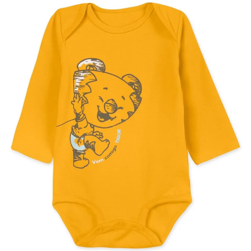 Body Antiviral Bebê Menino Tigor Amarelo MB