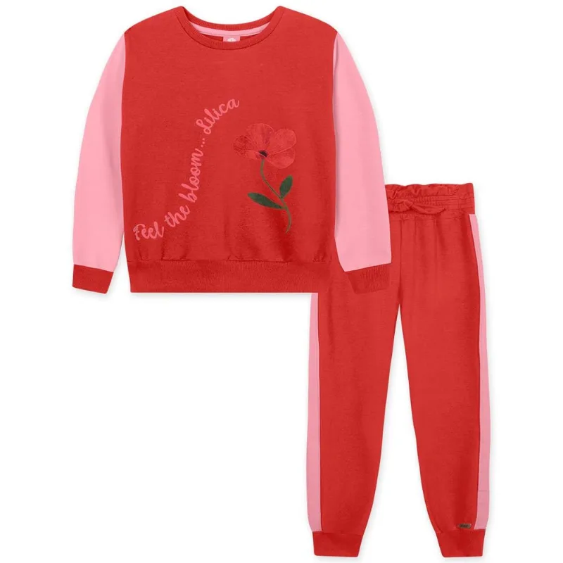 Conjunto Infantil Menina Manga Longa - Vermelho 4