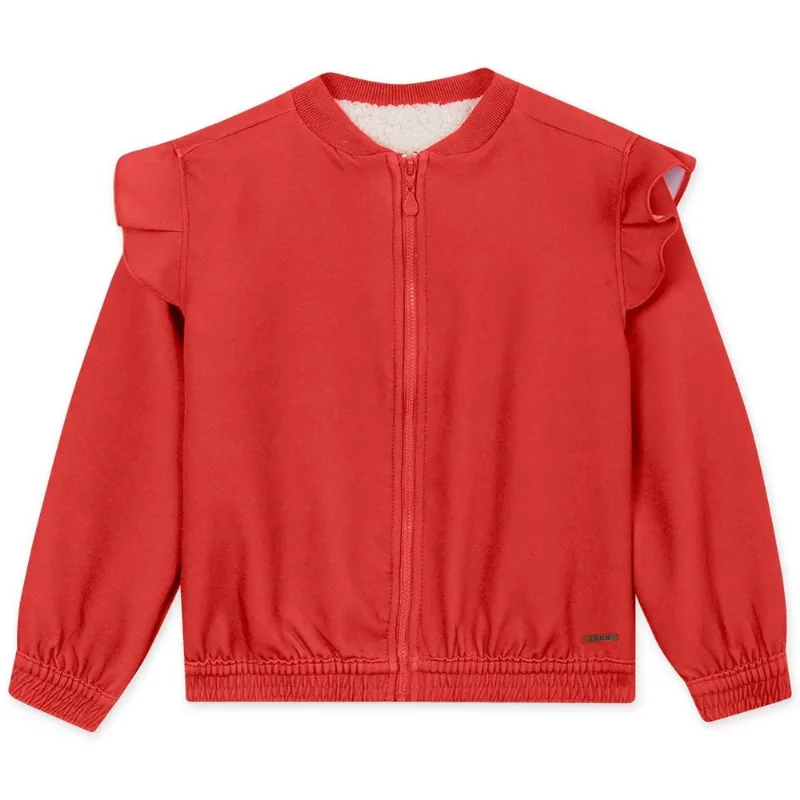 Jaqueta Infantil Menina Com Forro Peluciado - Vermelho 10