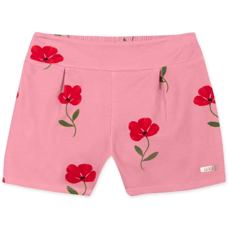 Short Infantil Menina Com Estampa Floral - Rosa 12