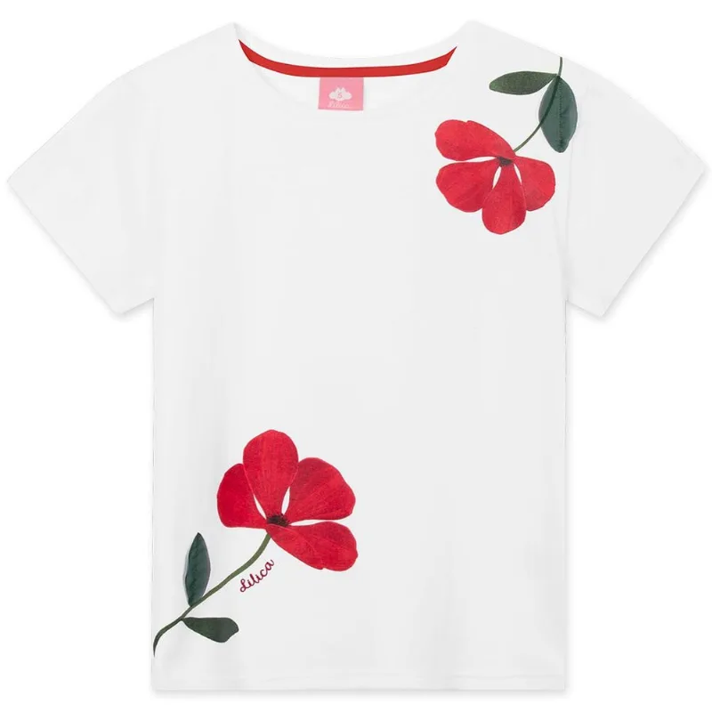 Blusa Infantil Menina Com Estampa Floral - Branco 12