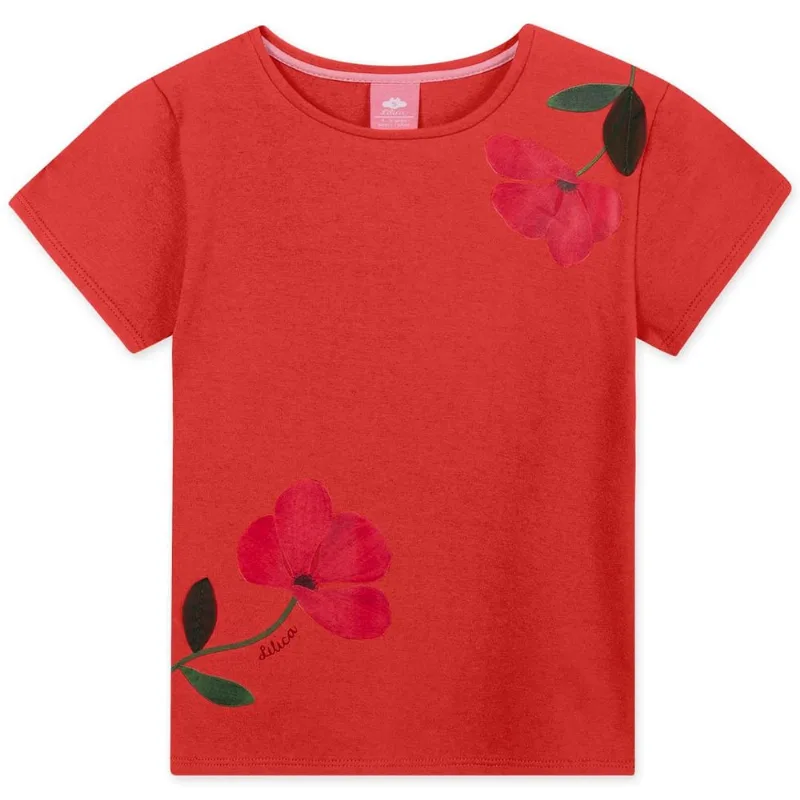 Blusa Infantil Menina Com Estampa Floral - Vermelho 4