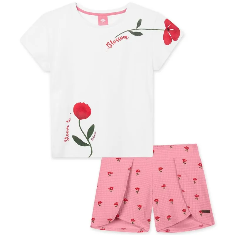 Conjunto Infantil Menina Com Estampa Floral - Branco 10