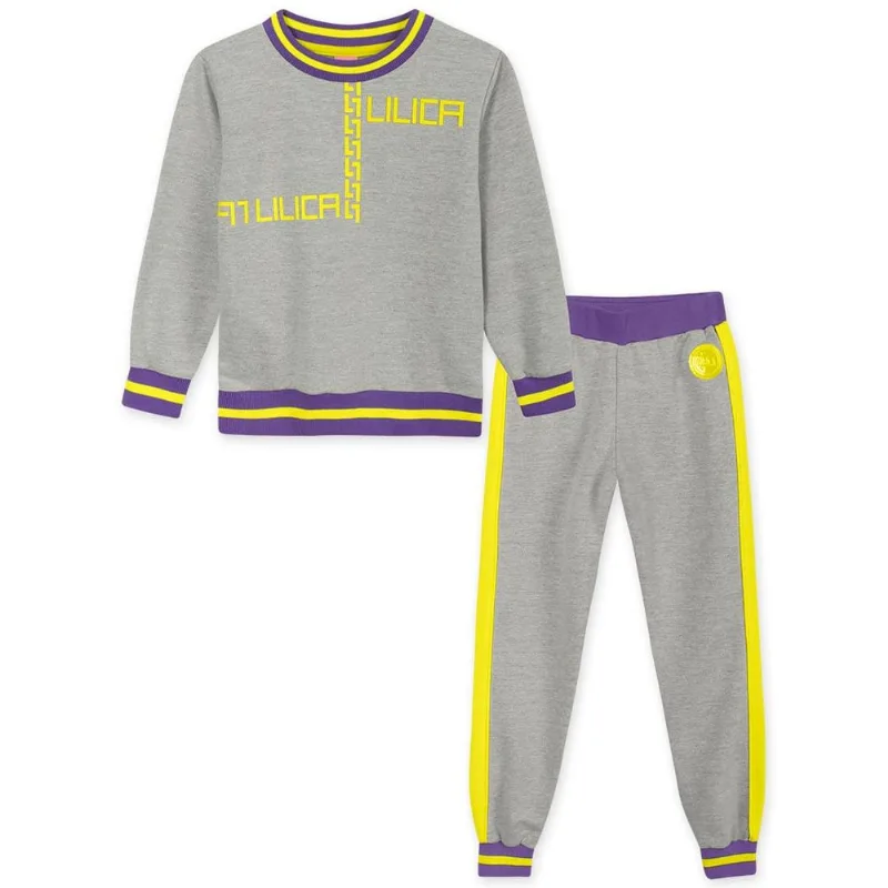 Conjunto Infantil Menina Manga Longa - Cinza 12