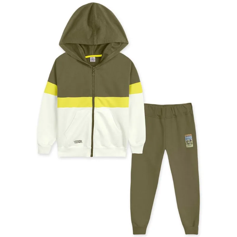 Conjunto Infantil Jaqueta e Calça Moletom Tigor Verde 5