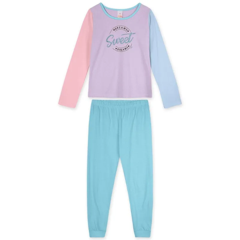 Pijama Longo Com Aroma Malha Menina Marisol Azul 1P