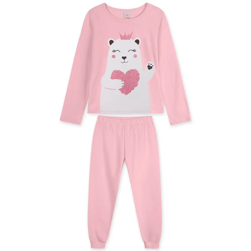 Pijama Longo Com Aroma Malha Menina Marisol Rosa 12
