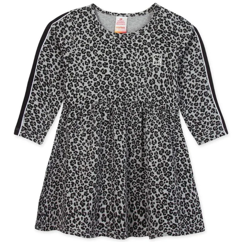 Vestido Manga Longa Malha Infantil Marisol Cinza 6