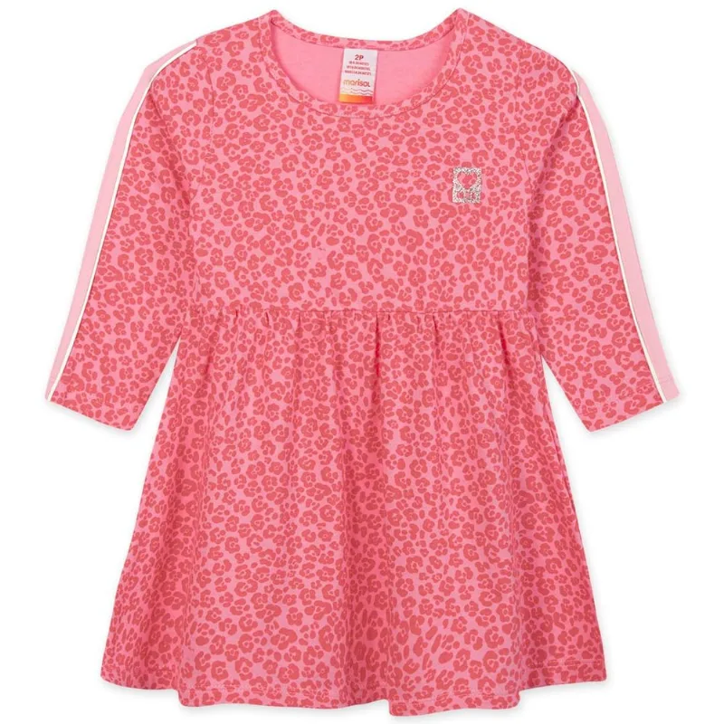 Vestido Manga Longa Malha Infantil Marisol Rosa 3P