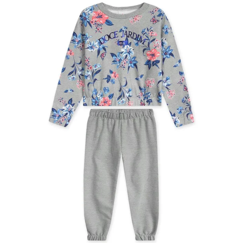 Conjunto Longo Moletom Menina Marisol Cinza 8