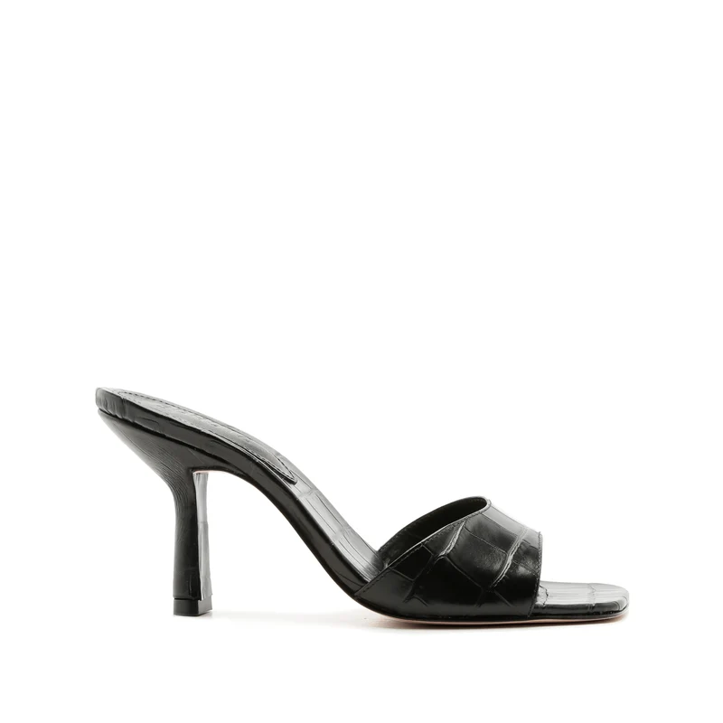 Posseni Sandal 6.5 / Black / Crocodile Effect Leather