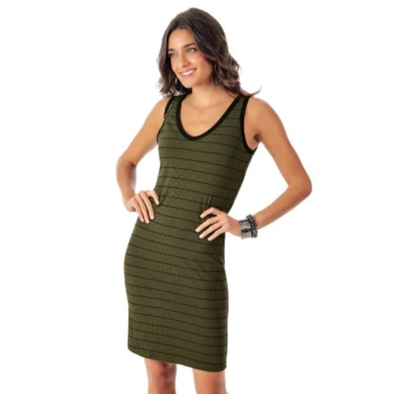 Vestido Listrado com Decote V H80184 Habana