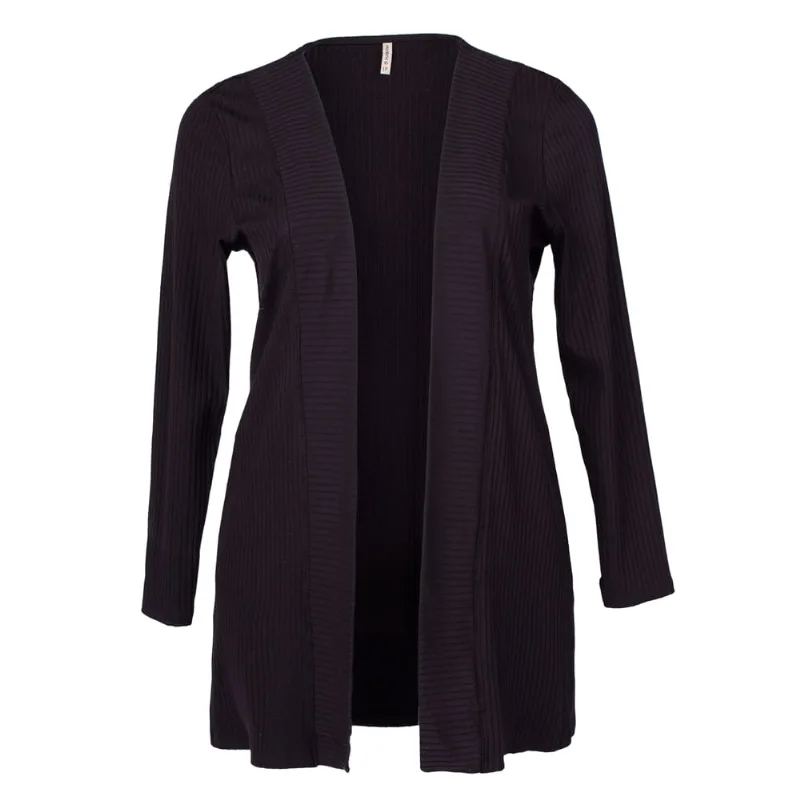 Casaco Cardigan Feminino Cativa Plus Size Canelado Preto - EP