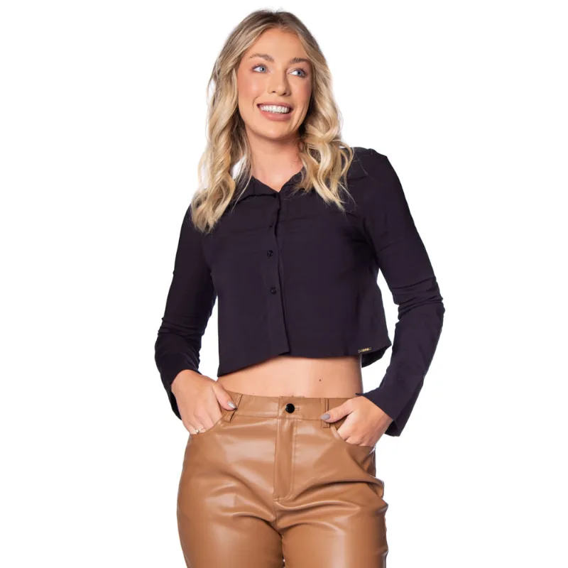 Camisa Cropped Feminina Cativa Preto - P