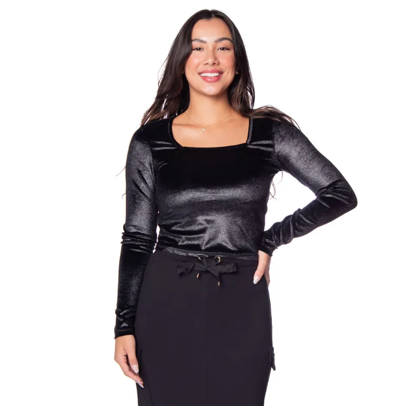 Blusa Feminina Cativa em Veludo Preto - G