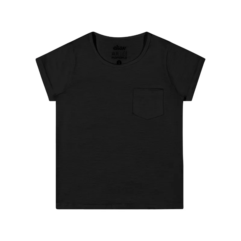 Blusa Infantil Feminina Com bolso frontal 1/3-50036-PRETO-1
