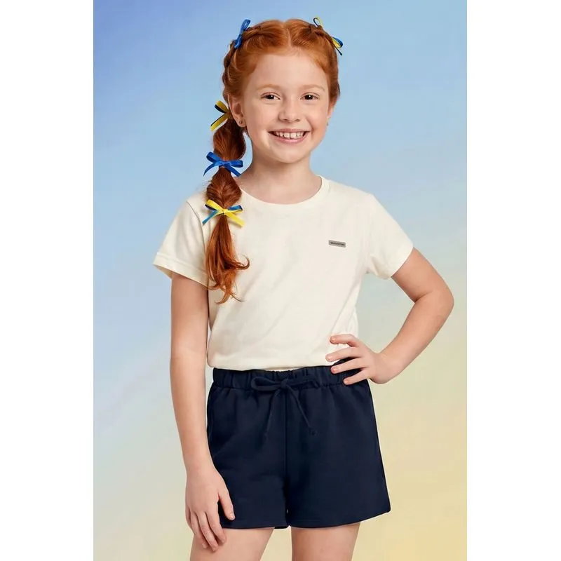 Shorts Infantil Menina em Moletom sem Felpa Elian Azul 1