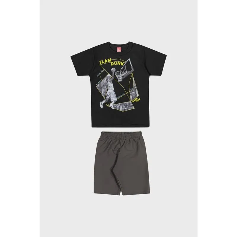 Conjunto Infantil Verão Camiseta e Bermuda Basketball 241028 - Elian