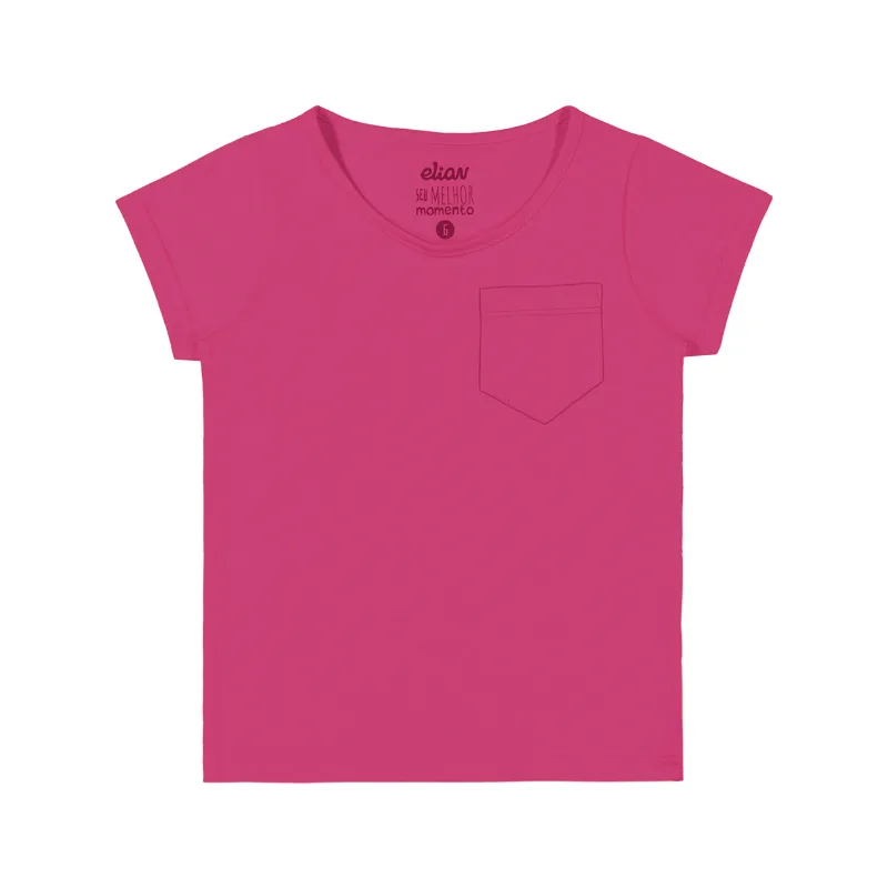 Blusa Infantil Menina Com Bolsinho Básica 1/3 -50044-ROSA-3