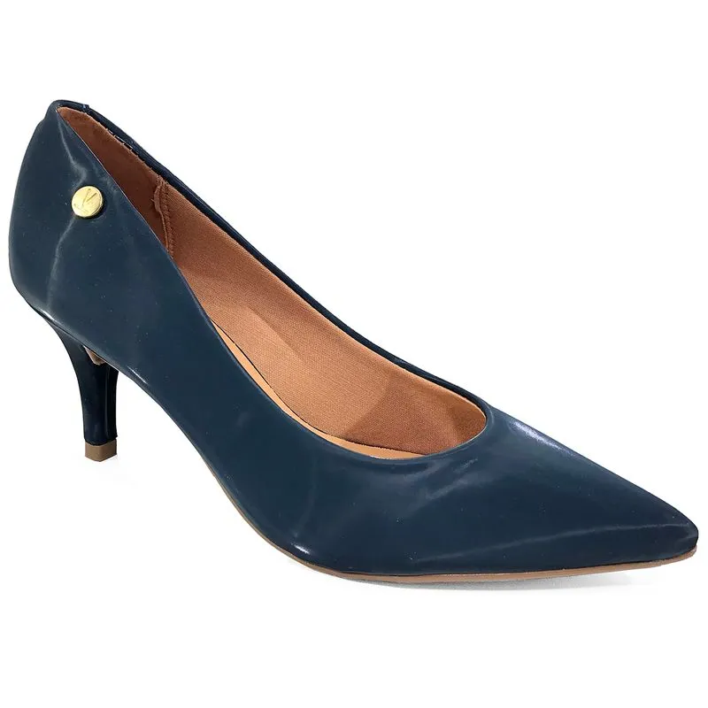 Scarpin Vizzano Napa Glossy Conforto Salto Médio - Marinho - 35