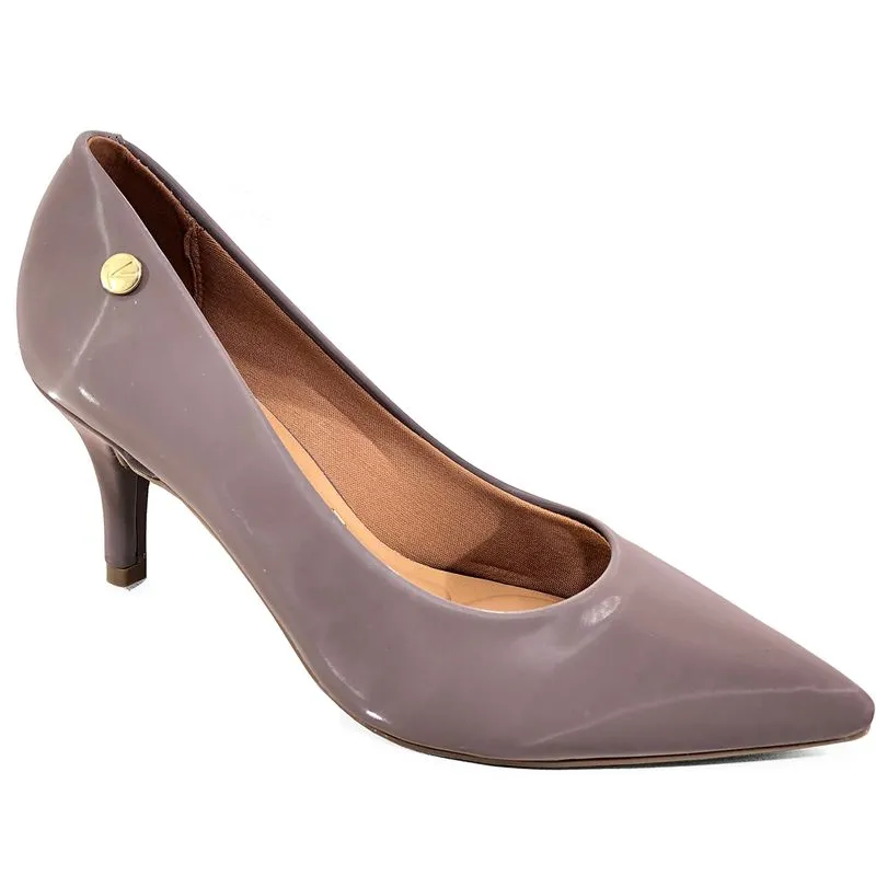 Scarpin Vizzano Napa Glossy Conforto Salto Médio - Cinza - 33