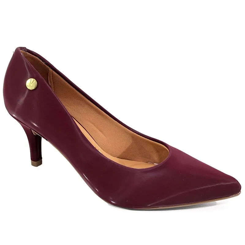 Scarpin Vizzano Napa Glossy Conforto Salto Médio - Vinho - 33