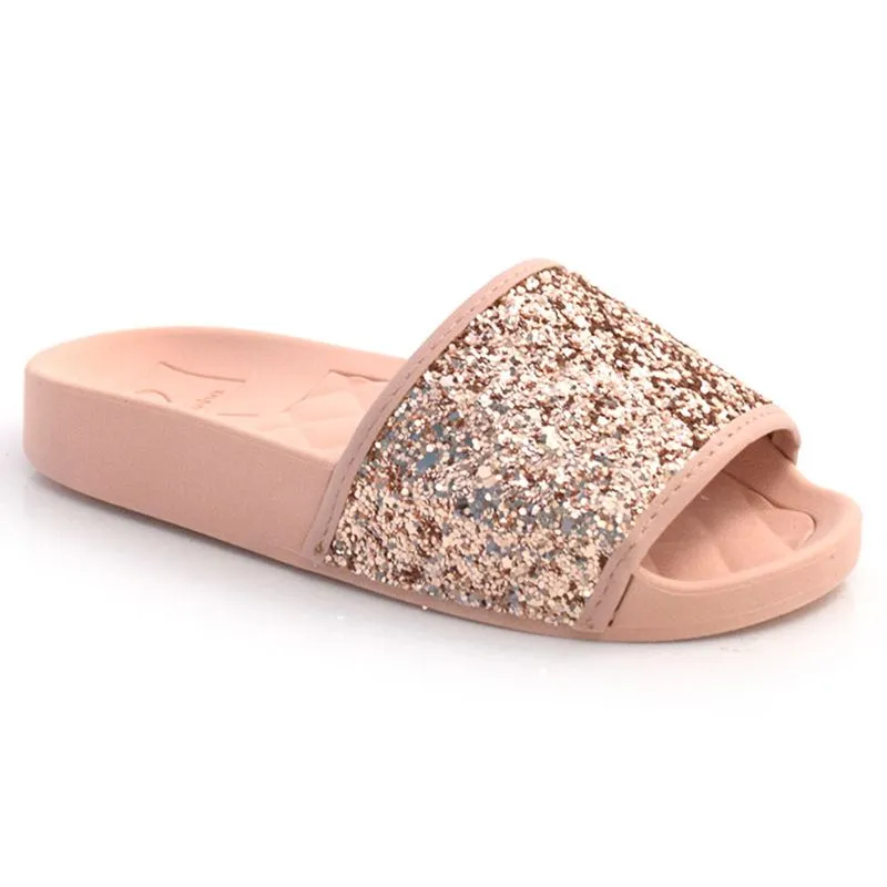 Chinelo Slide com Glitter Infantil Molekinha - 25 ao 34 Rosa 2311105-12781 30