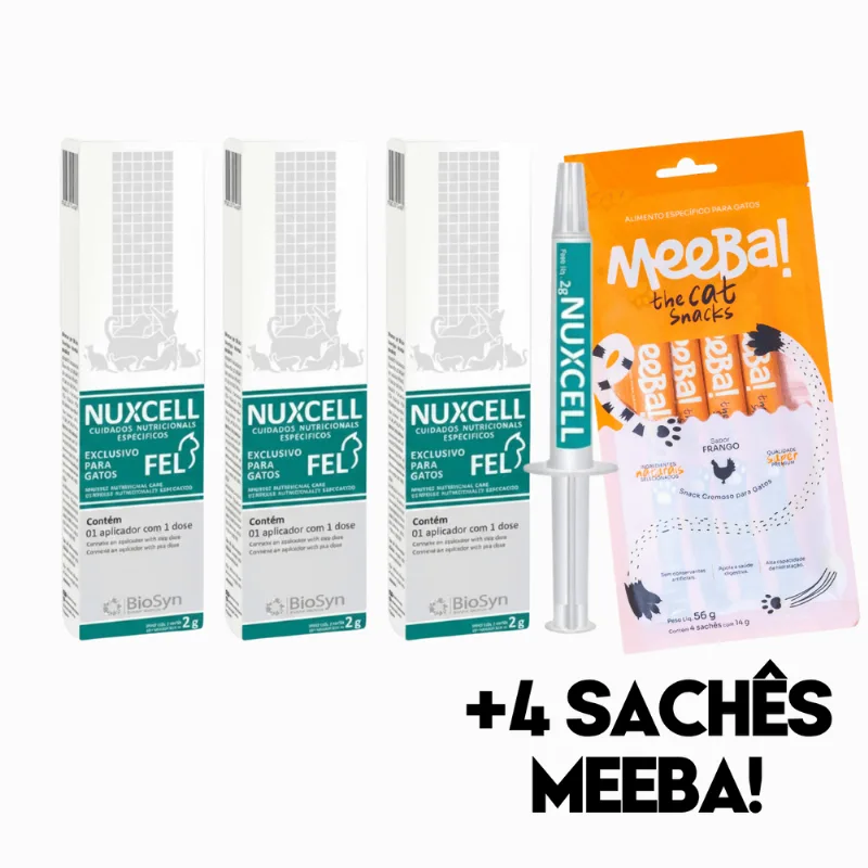 Kit 3 Nuxcell Fel Imunidade Suplemento + Brinde Snack Meeba