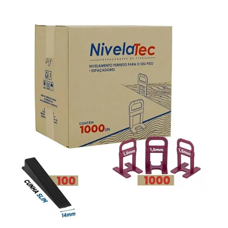 3x 1000 Niveladores 1,5mm + 100 Cunhas Slim Clip Para Assent