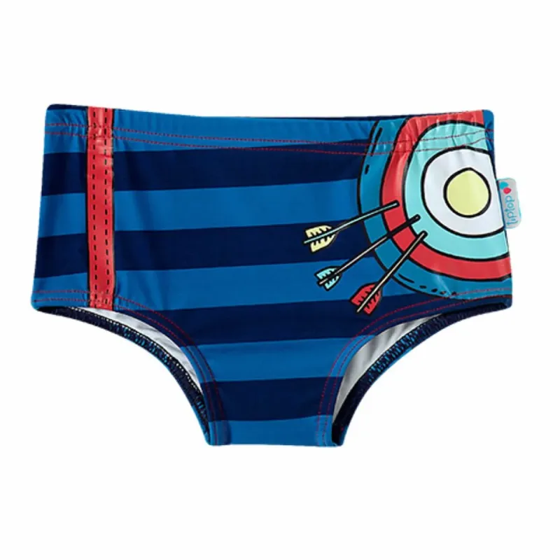 Sunga Infantil Boxer Azul Listras Horizontais e Alvo Tip Top