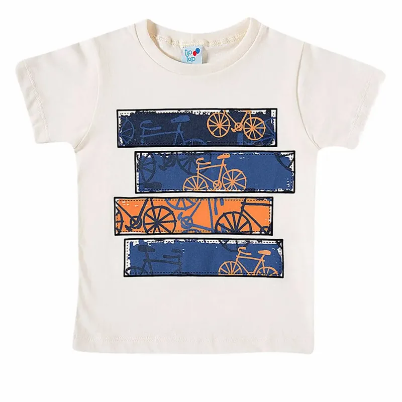 Camiseta Infantil Manga Curta Off White Bicicletas Tip Top