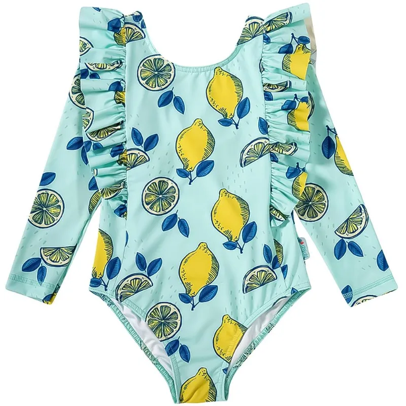 Maiô Body Praia Toddler Manga Longa Tip Top Lemon Verde Água 2296381k - 2t