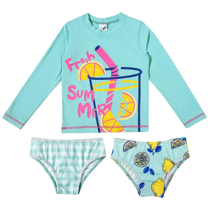 Kit Praia Kids 1 Camiseta + 2 Calcinhas Tip Top Verde Água 2535143k - 06