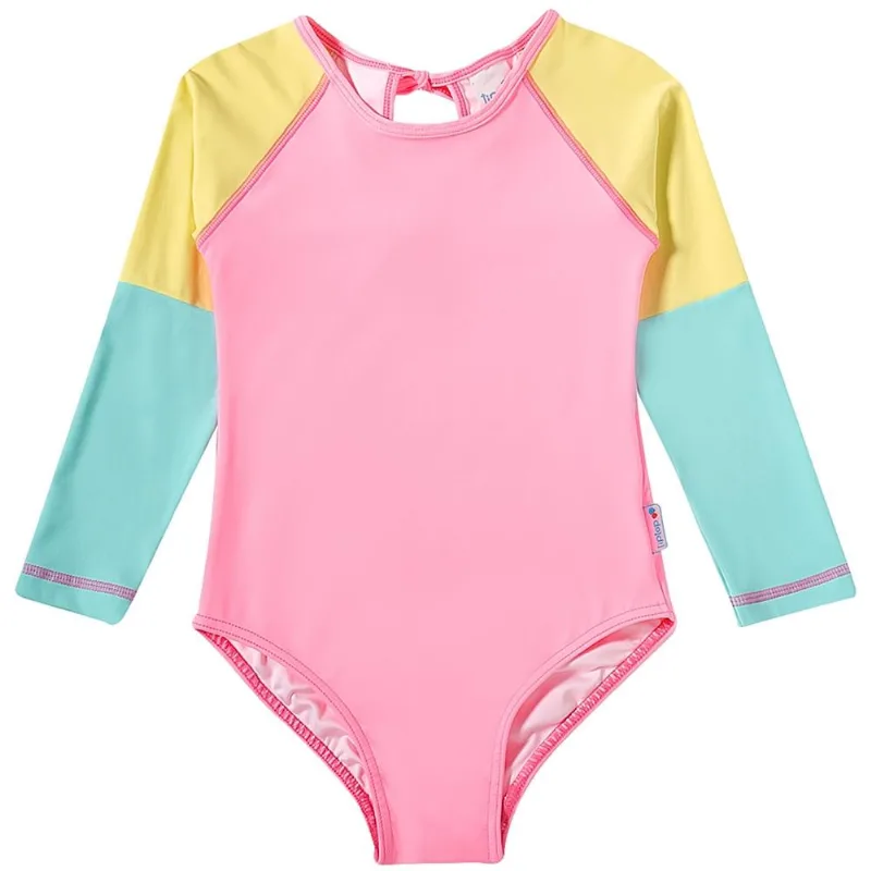 Maiô Body Praia Kids Manga Longa Tip Top Rosa Uv50+ 3295121 - 06