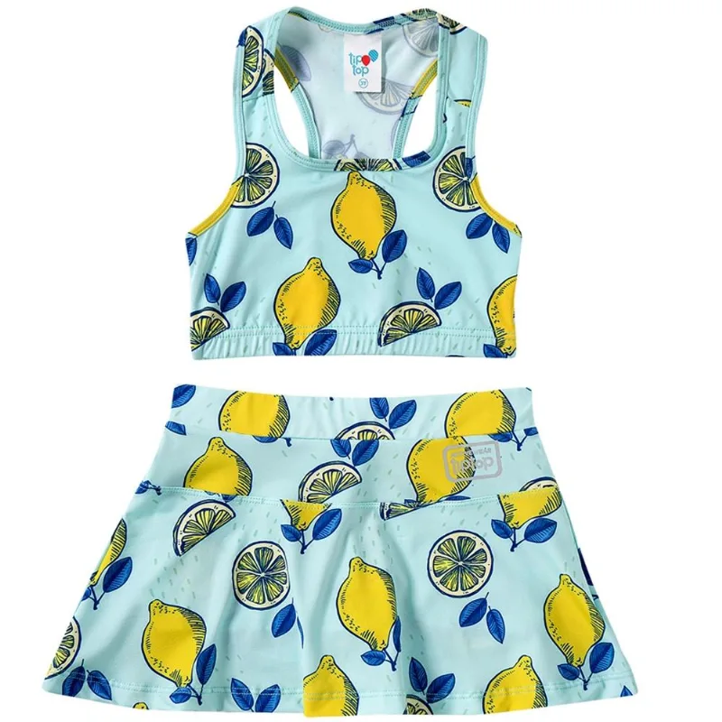 Conjunto Fitness Top E Short Saia Kids Tip Top Verde Água 3426315 - 08