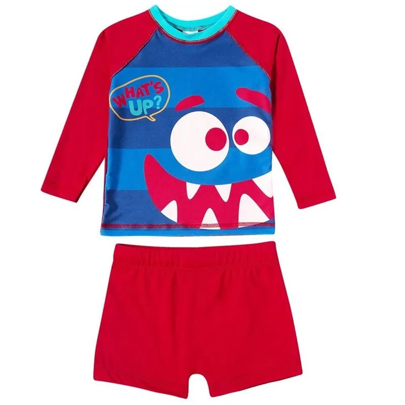 Conjunto Praia Kids Camiseta E Sunga Tip Top Monstrinhos Divertidos 24451157k - Vermelho - 2t