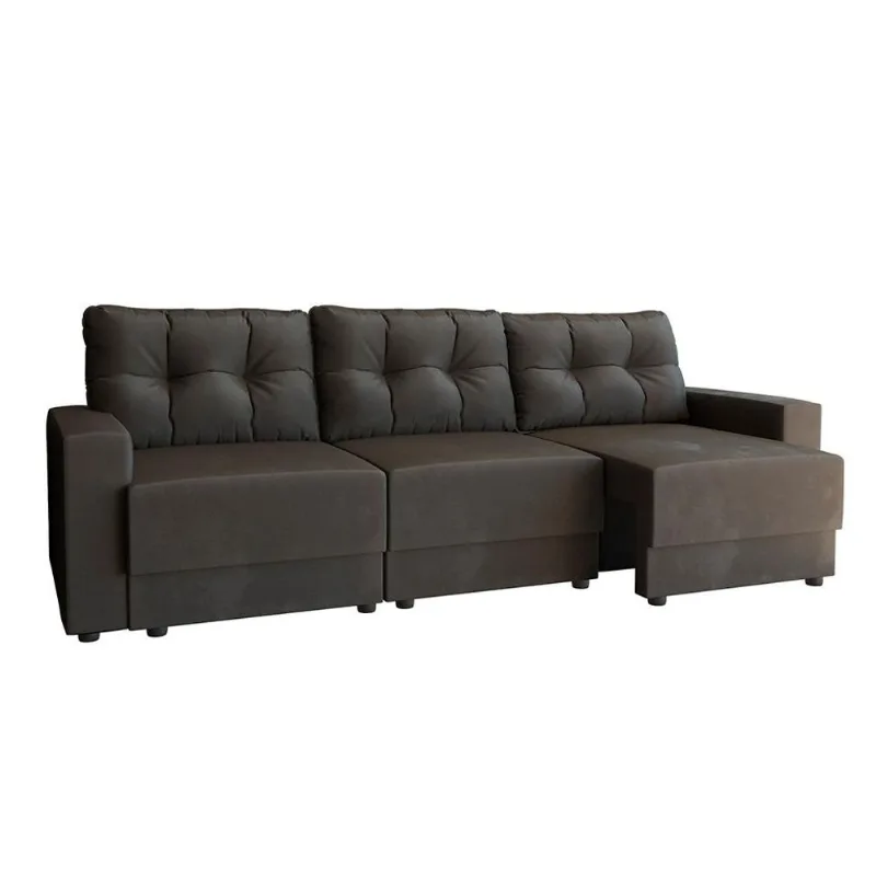Sofá 3 Lugares Retrátil Lubeck II Suede Grafite 210 cm