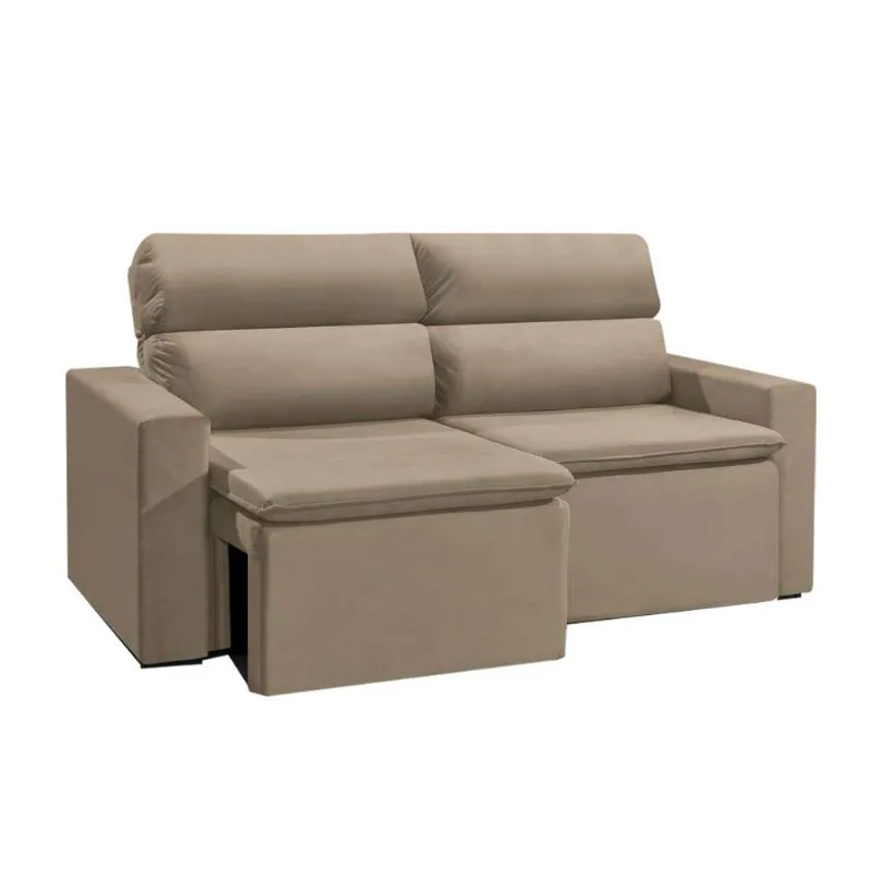 Sofá 3 Lugares Retrátil e Reclinavél Hanôver Suede Bege 180 cm