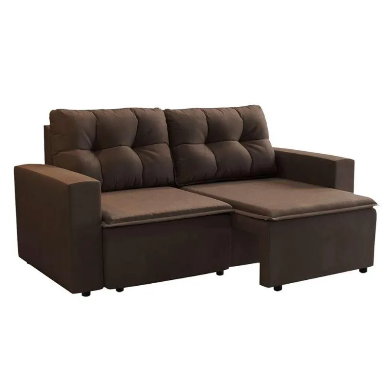 Sofá 3 Lugares Retrátil Amsterdã I Suede Marrom 180 cm