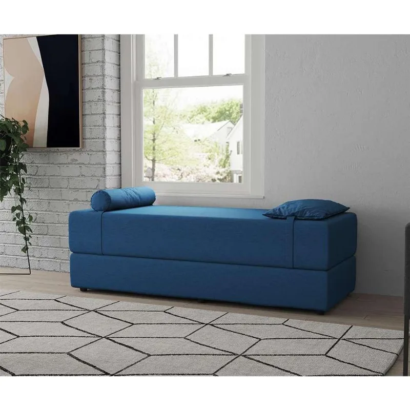 Sofá-Cama Casal 3 Lugares Cecília Linho Azul Marinho