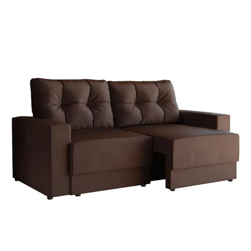 Sofá 3 Lugares Retrátil Shelby Suede Marrom