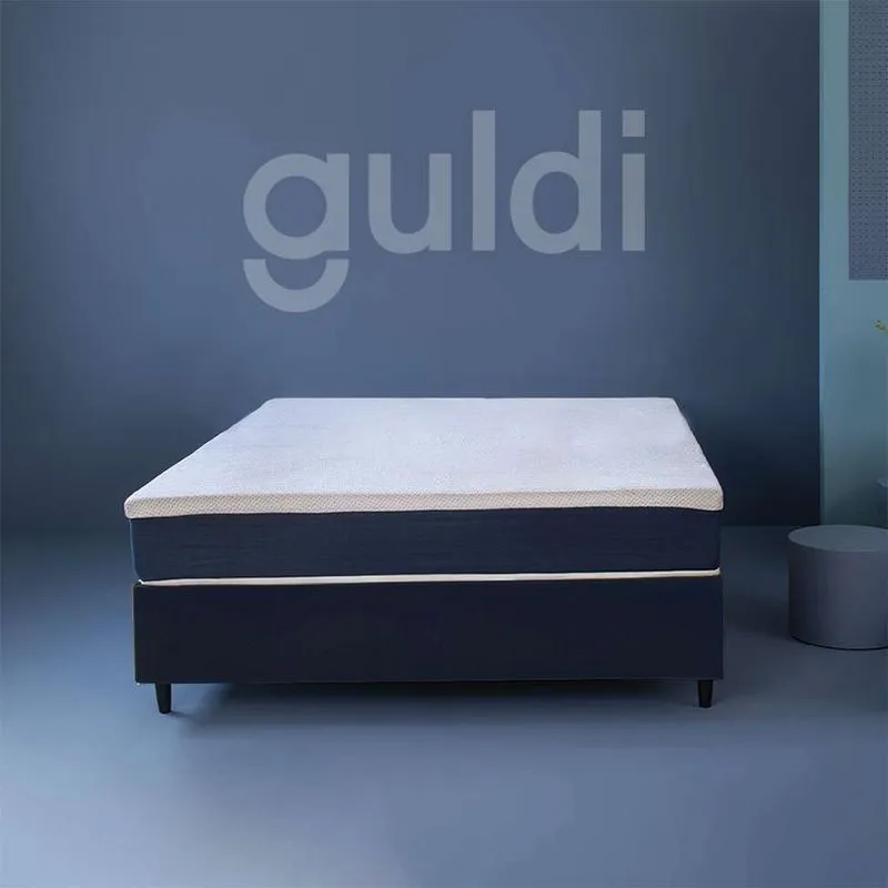 Cama Box Casal Com Colchão Mola Ensacada Guldi Macio Branco E Azul