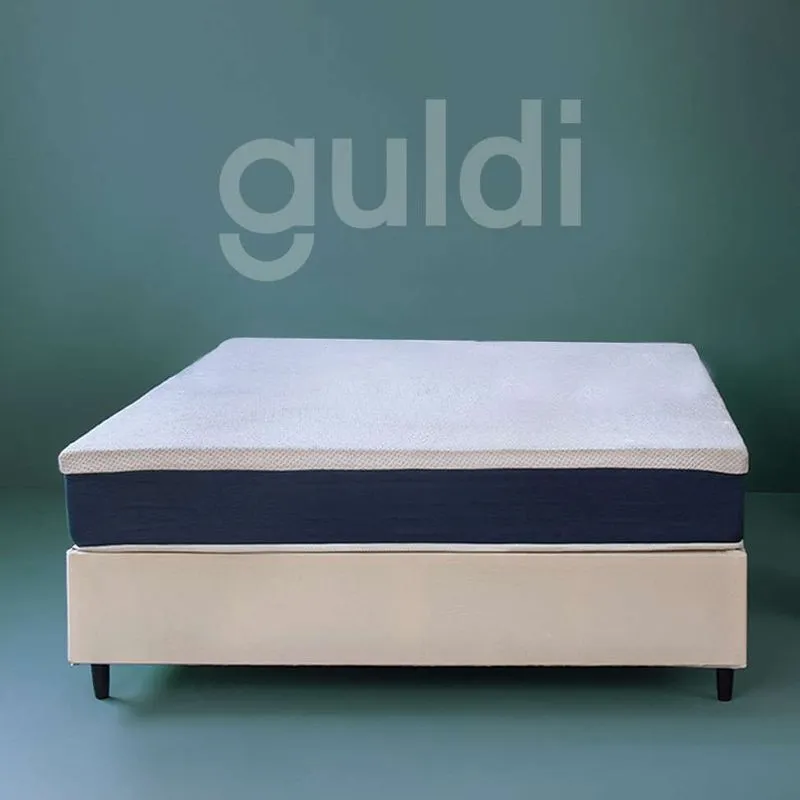 Cama Box King com Colchão Mola Ensacada Firme Guldi Natural e Azul
