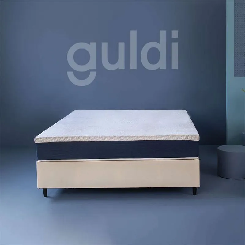Cama Box Casal com Colchão Mola Ensacada Firme Guldi Natural e Azul