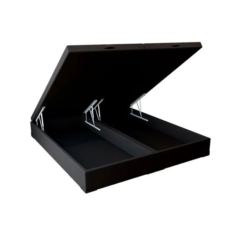 Base para Cama Box Queen com Baú Martin Premium Madeira Suede Preta